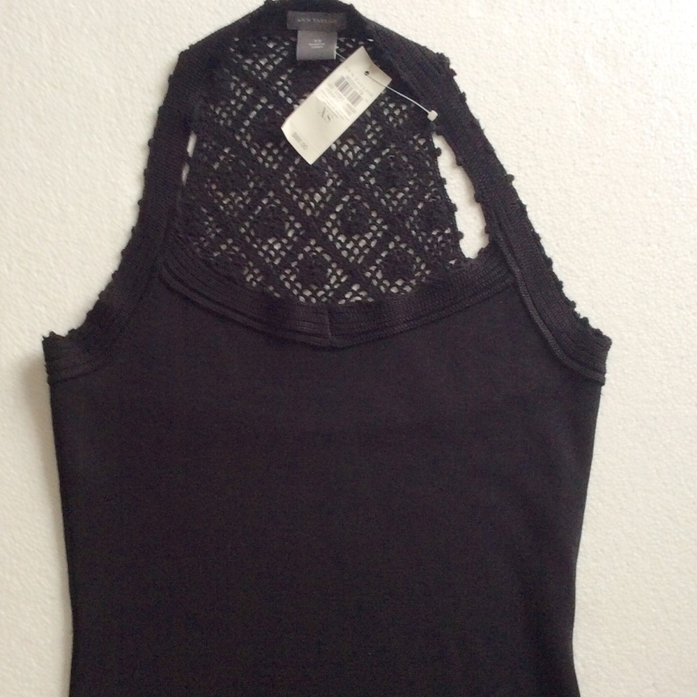 Ann Taylor Top with Crocheted Back XS